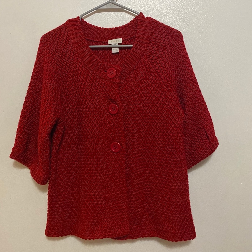Chico’s Short Sleeve Chunky Knit Sweater – Size 1 (M/L)